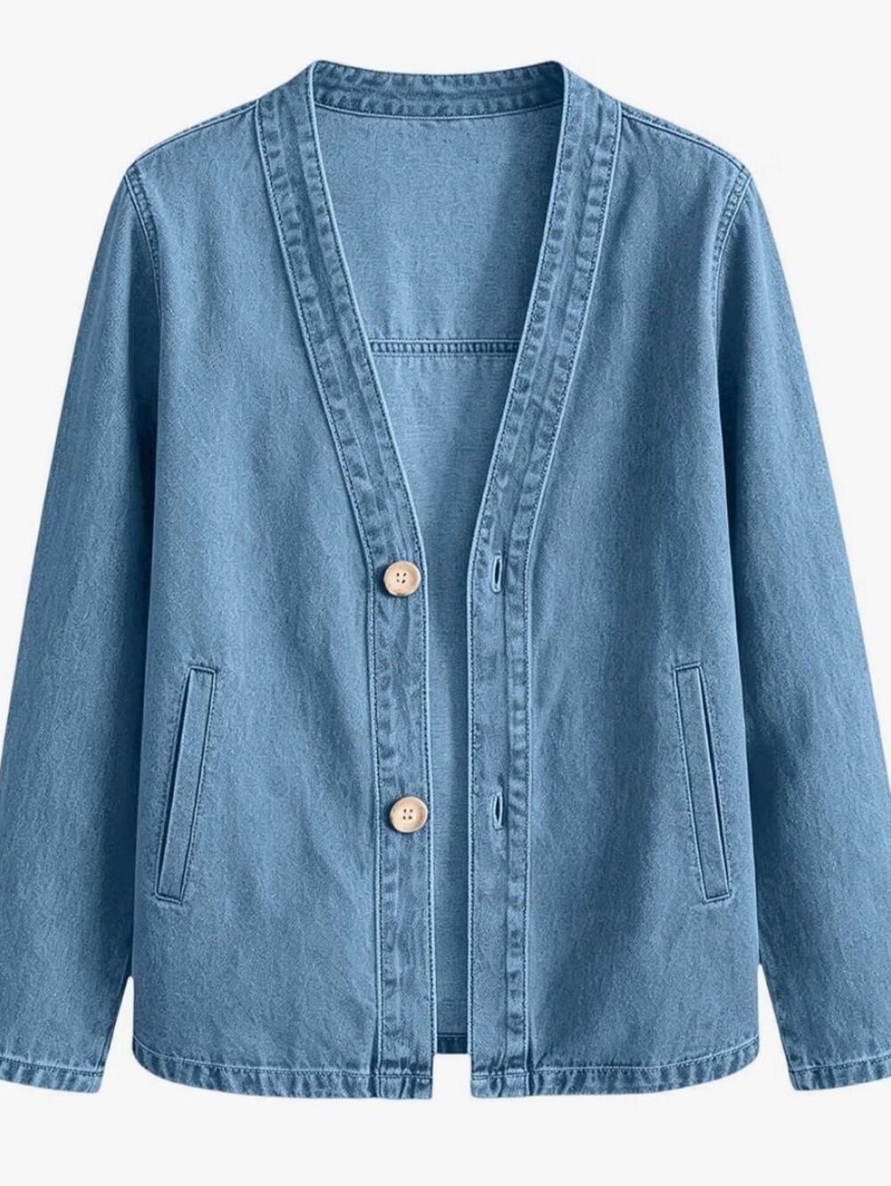 🔵 Women's Denim Jacket – Light Blue | Size 3X (Fits Like a 2X)